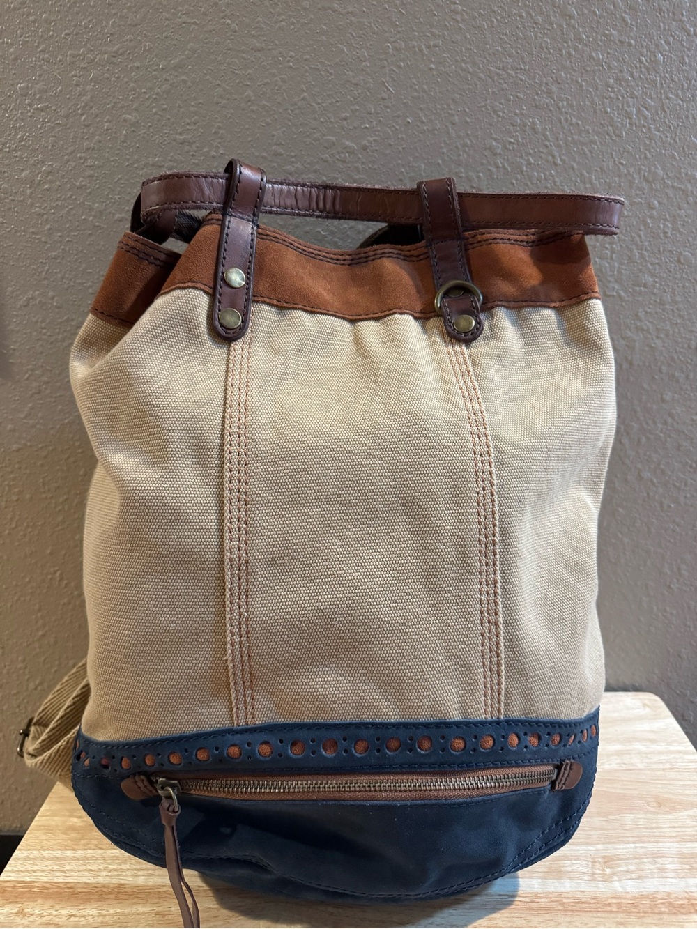 Lucky Brand Canvas and Leather Backpack